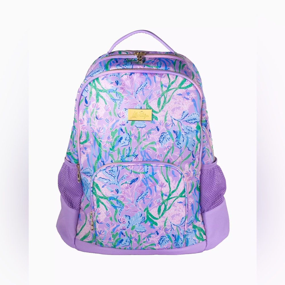 Lilly Pulitzer Large Printed Backpack School Book Bag Multi Seacret Escape Home